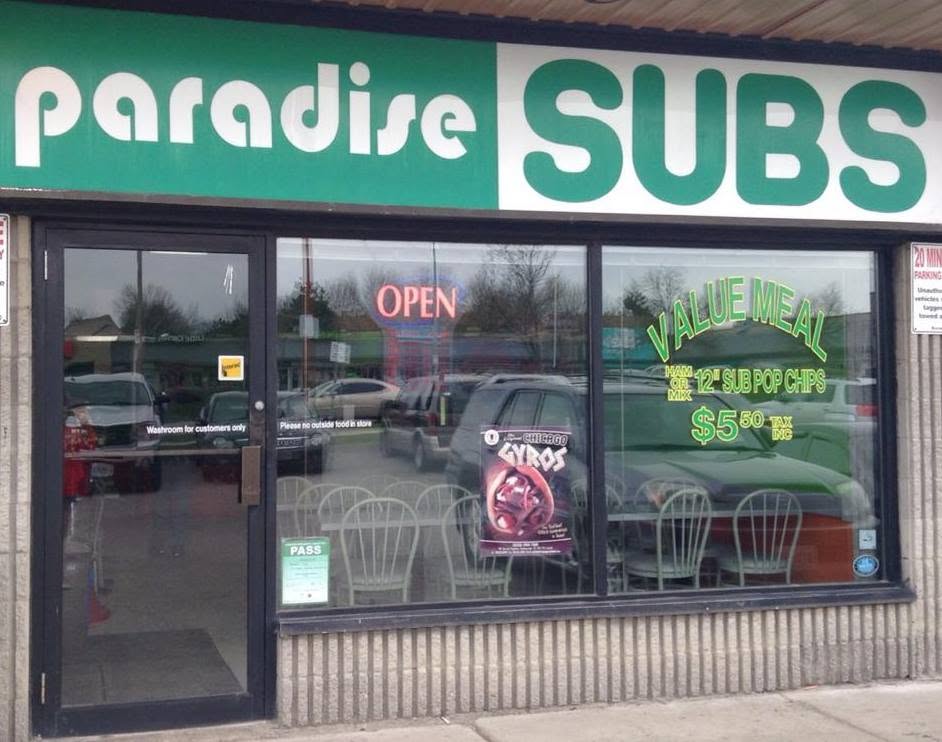 Paradise Subs storefront sign and entrance